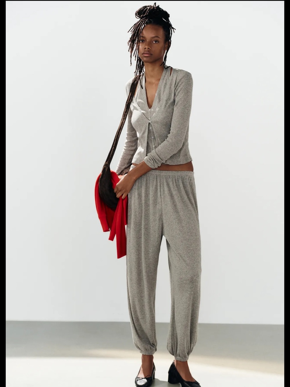 Zara Layered Effect Jacket Top & Bloomer Pant Set